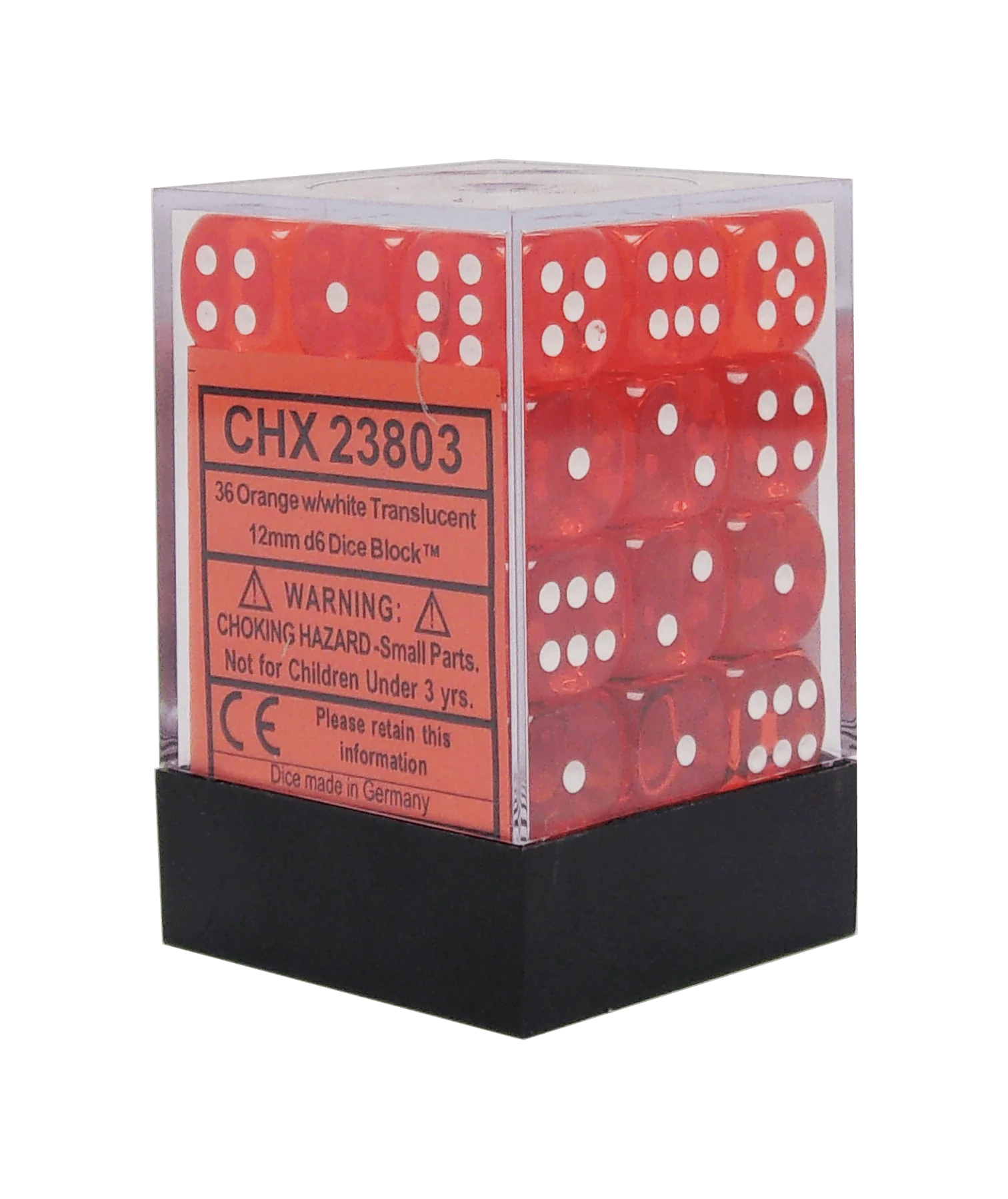 Chessex: Translucent Orange/White Set of 36 D6 Dice