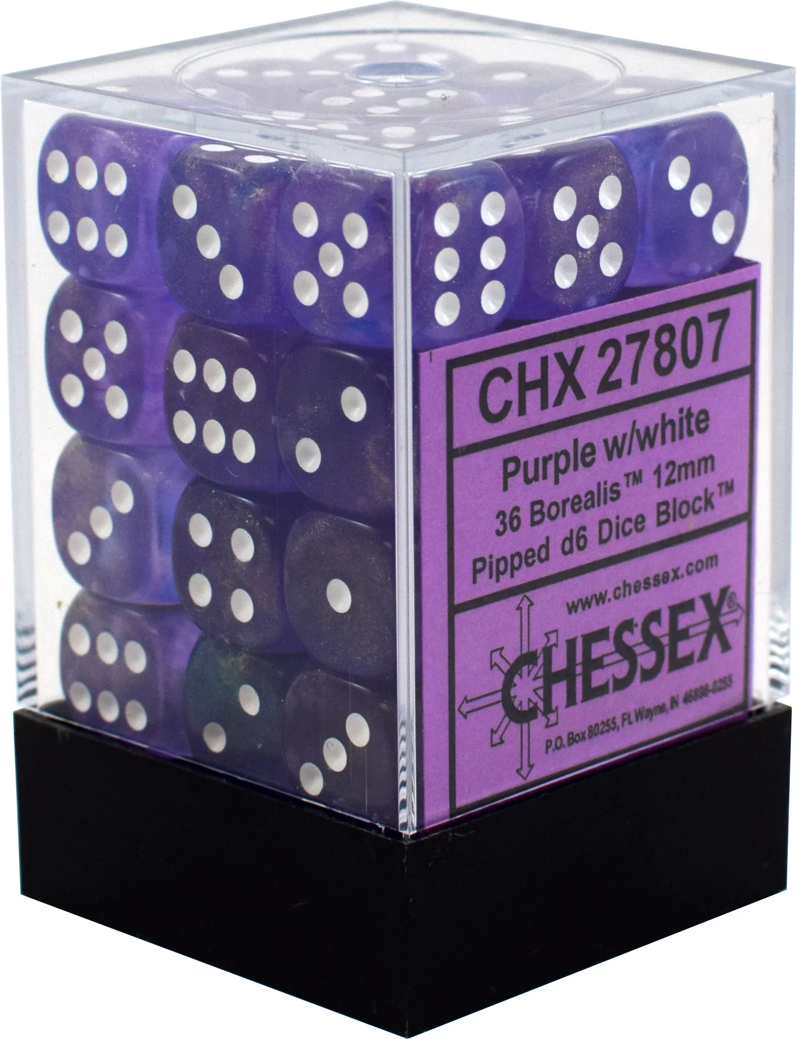 Chessex: Boreal Purple/White Set of 36 D6 Dice